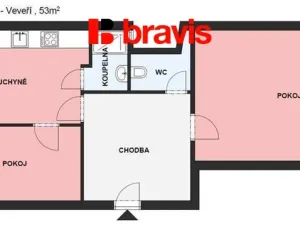 Pronájem bytu 1+1, Brno, Žižkova, 53 m2