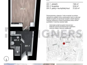 Pronájem bytu 1+kk, Brno, Bratislavská, 32 m2