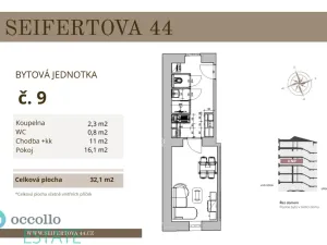 Prodej bytu 1+kk, Praha, Seifertova, 32 m2