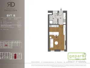 Pronájem bytu 1+kk, Praha, Danielova, 34 m2