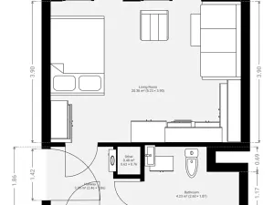 Pronájem bytu 1+kk, Praha - Košíře, Naskové, 33 m2