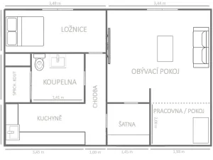 Pronájem bytu 2+kk, Chomutov, Holešická, 42 m2