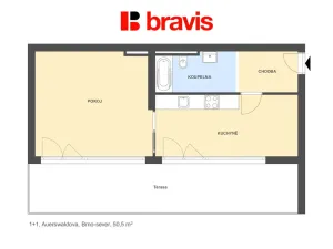 Pronájem bytu 2+kk, Brno, Auerswaldova, 47 m2