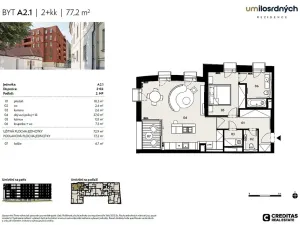 Pronájem bytu 2+kk, Praha - Staré Město, U milosrdných, 77 m2