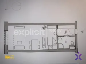 Pronájem bytu 1+kk, Zlín, Křiby, 33 m2