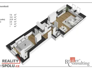 Prodej bytu 2+kk, Praha - Žižkov, Hartigova, 55 m2