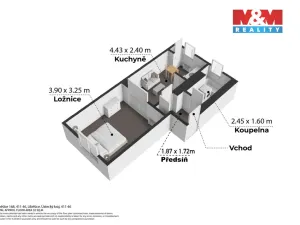 Prodej bytu 1+1, Liběšice, 37 m2