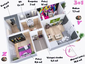 Prodej bytu 3+1, Hrotovice, Lidická, 60 m2