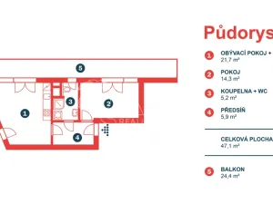 Pronájem bytu 2+kk, Praha - Háje, Výstavní, 47 m2
