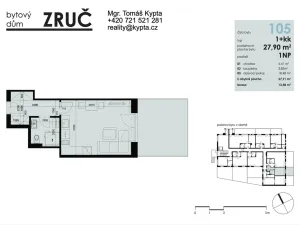 Pronájem bytu 1+kk, Zruč-Senec - Zruč, Sportovní, 42 m2