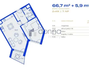 Pronájem bytu 2+kk, Praha, Ramonova, 67 m2