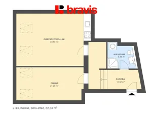 Pronájem bytu 2+kk, Brno, Koliště, 62 m2
