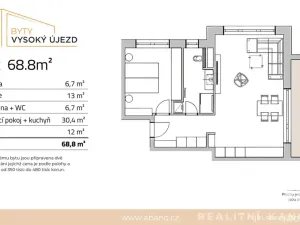 Pronájem bytu 2+kk, Vysoký Újezd, 69 m2