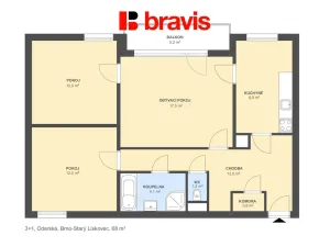 Prodej bytu 3+1, Brno - Starý Lískovec, Oderská, 68 m2