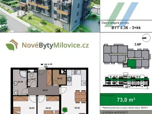 Prodej bytu 3+kk, Milovice, 75 m2
