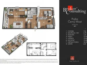 Prodej bytu 3+1, Praha - Černý Most, Doležalova, 78 m2