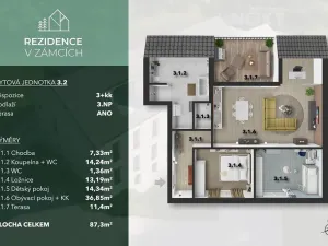 Prodej bytu 3+kk, Praha - Bohnice, V Zámcích, 95 m2