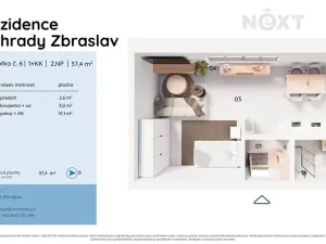 Prodej bytu 1+kk, Praha - Zbraslav, Hauptova, 37 m2