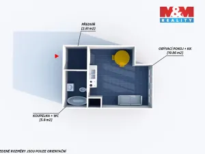 Pronájem bytu 1+kk, Rokycany - Nové Město, Dělostřelců, 31 m2