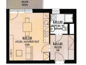 Pronájem bytu 1+kk, Praha, Hadovitá, 38 m2