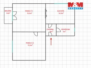 Pronájem bytu 2+1, Chvaletice, Dukelská, 46 m2