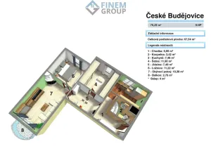 Prodej bytu 3+1, České Budějovice, 74 m2