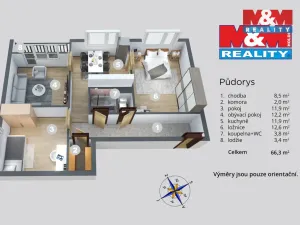 Prodej bytu 3+1, Ústí nad Labem - Mojžíř, Peškova, 66 m2