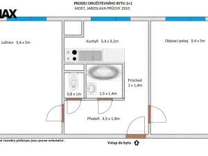 Prodej bytu 2+1, Most, Jaroslava Průchy, 53 m2