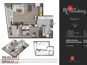 Prodej bytu 2+kk, Praha - Strašnice, Zvěřinova, 59 m2
