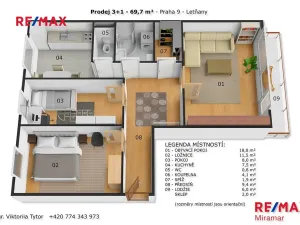 Prodej bytu 3+1, Praha - Letňany, Rýmařovská, 77 m2