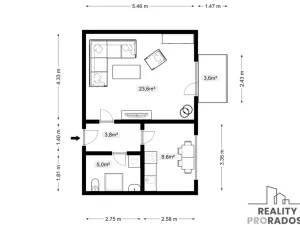 Prodej bytu 1+1, Břeclav - Charvátská Nová Ves, Na Valtické, 41 m2
