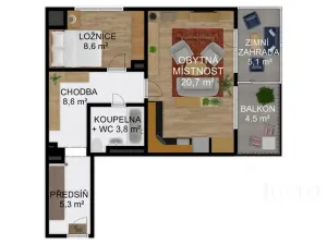 Prodej bytu 2+kk, Písek, Zátavské nábř., 46 m2