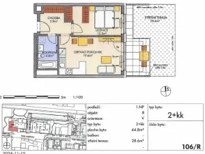 Prodej bytu 1+kk, Praha - Vysočany, Pod Harfou, 43 m2
