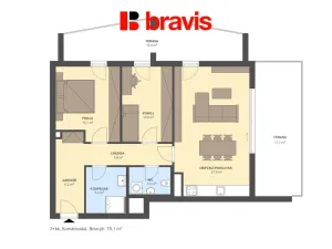 Pronájem bytu 3+kk, Brno - Komárov, Komárovská, 72 m2