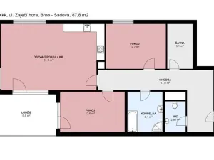 Pronájem bytu 3+kk, Brno, Zaječí hora, 87 m2