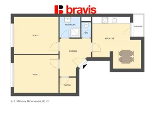 Pronájem bytu 2+1, Brno - Veveří, 75 m2