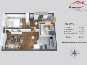 Prodej bytu 2+kk, Praha - Letňany, Krausova, 45 m2