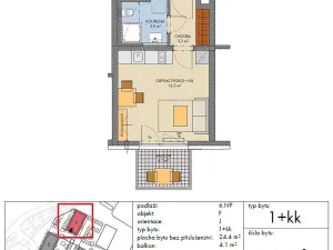 Prodej bytu 1+kk, Kralupy nad Vltavou, Žižkova, 24 m2