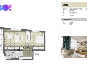 Pronájem bytu 2+kk, Ostrava, F. X. Riepla, 54 m2