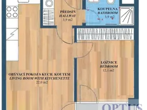 Pronájem bytu 2+kk, Praha - Smíchov, Albrightové, 44 m2