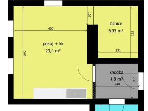 Pronájem bytu 1+kk, Poděbrady, Lidická, 37 m2