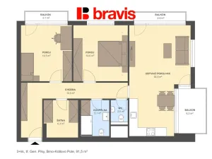 Pronájem bytu 3+kk, Brno - Černá Pole, třída Generála Píky, 86 m2