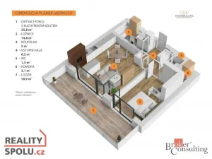 Pronájem bytu 2+kk, Praha - Smíchov, Podbělohorská, 62 m2