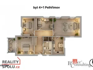 Prodej bytu 4+1, Pelhřimov, Táborská, 70 m2