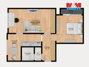 Prodej bytu 2+1, Studená, Komenského, 52 m2