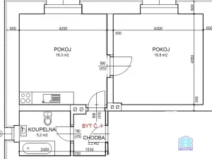 Pronájem bytu 2+kk, Stříbro, Plzeňská, 45 m2