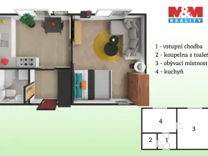 Pronájem bytu 1+1, Kladno, Sevastopolská, 32 m2