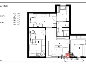 Prodej bytu 3+1, Trutnov - Poříčí, Voletinská, 61 m2
