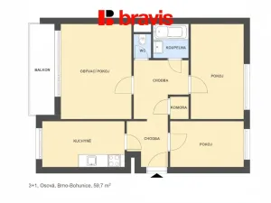 Pronájem bytu 3+1, Brno - Starý Lískovec, Osová, 60 m2