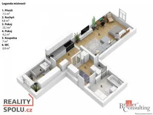 Pronájem bytu 2+kk, Skuteč, Palackého náměstí, 58 m2